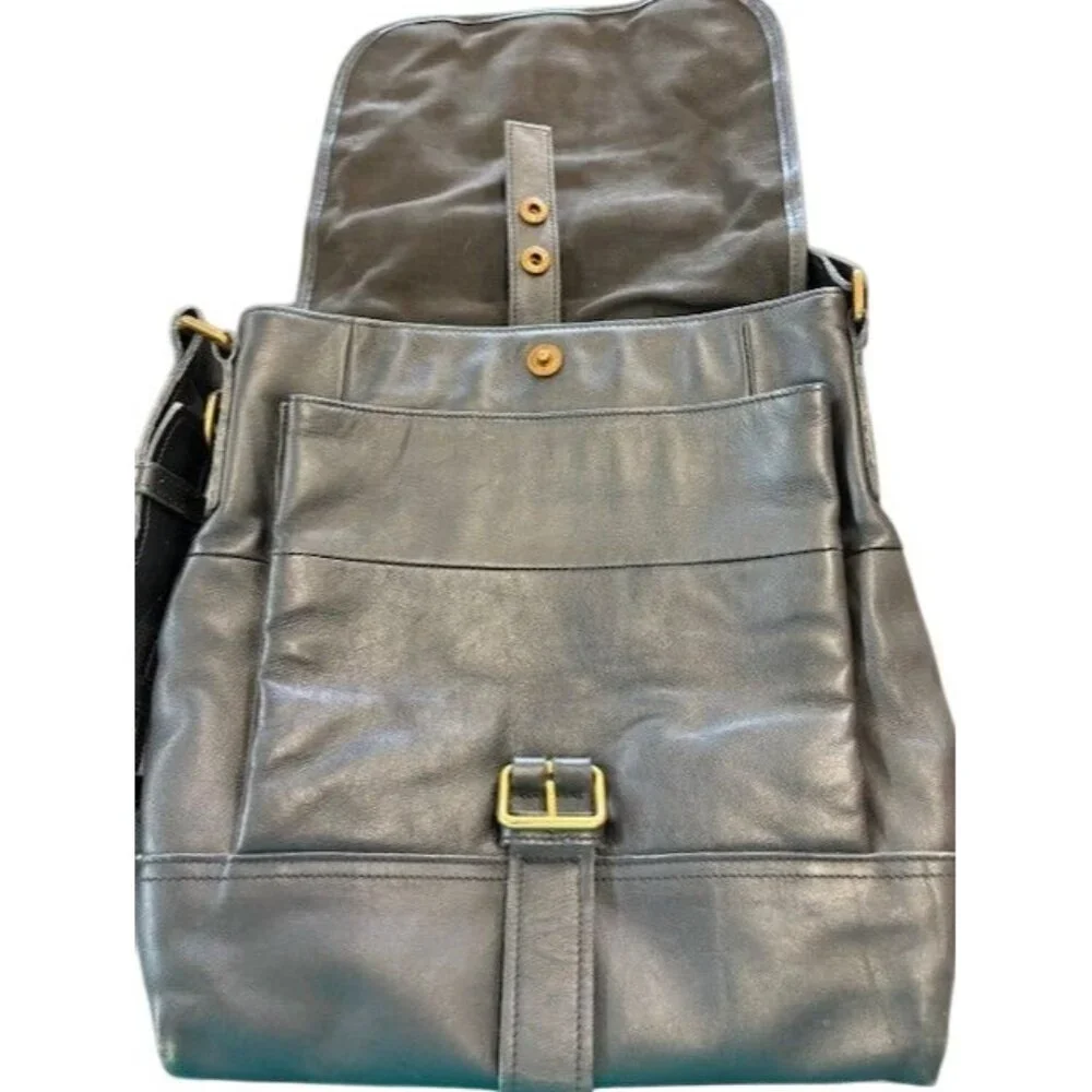 Prada Black Leather Gold Buckle Flap‎ Messenger Bag